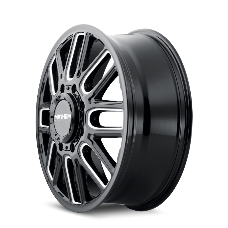 Mayhem 8107D Cogent Dually 22x8.25 / 8x200 BP / 115mm Offset / 142mm Hub Black w/Milled Spokes Wheel - 8107D-22877BMF115