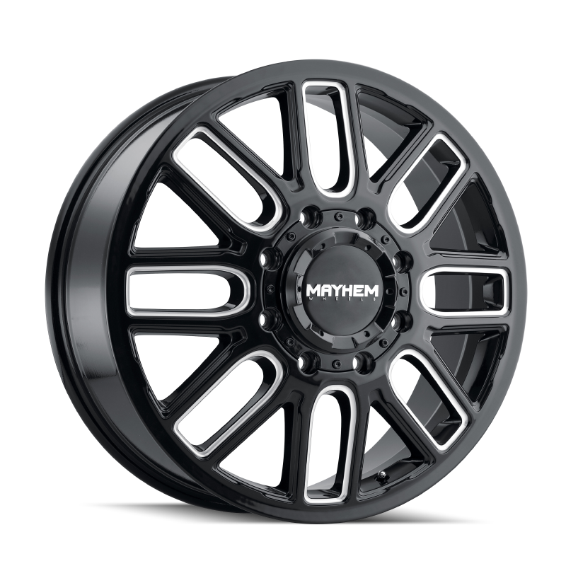 Mayhem 8107D Cogent Dually 20x8.25 / 8x210 BP / 115mm Offset / 154.2mm Hub Blk w/Milled Spokes Wheel - 8107D-2879BMF115