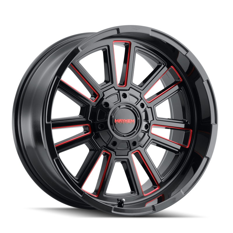 Mayhem 8115 Apollo 20x10 / 8x165.1 BP / -19mm Offset / 125.2mm Hub Black w/ Prism Red Wheel - 8115-2181BTR