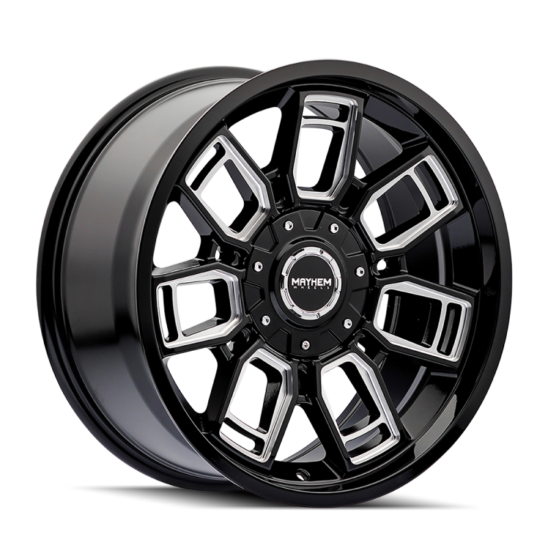 Mayhem 8118 Ordinance 20x9 / 5x127/139.7 BP / 87.1mm Hub Gloss Black Wheel w/ Milled Spokes - 8118-2952BM Photo - Primary