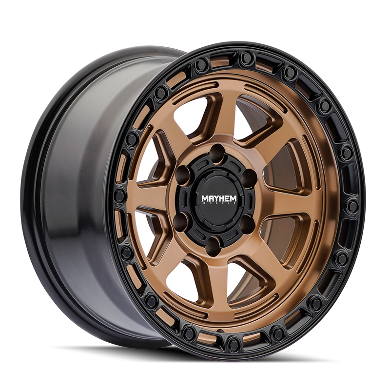 Mayhem 8306 Ridgeline 17x8.5 / 5x127 BP/ -6mm Offset / 78.1mm Hub Satin Bronze/Black Lip Wheel - 8306-7873BZ Photo - Primary