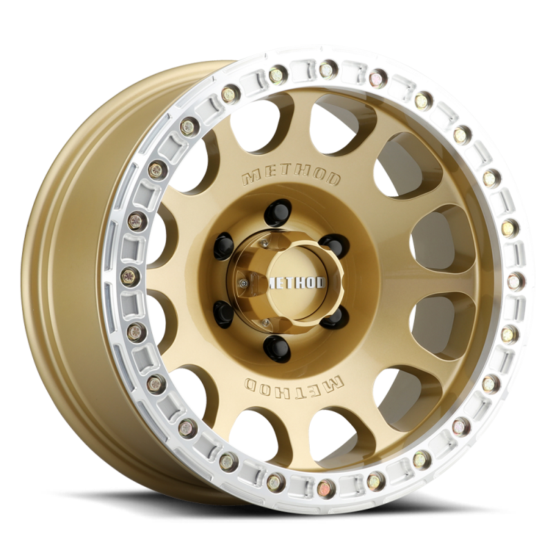 Method MR105 V3 Beadlock 17x9 -38mm Offset 5x5 71.5mm CB Gold Wheel w/ BH-H24125 - MR10579050138B