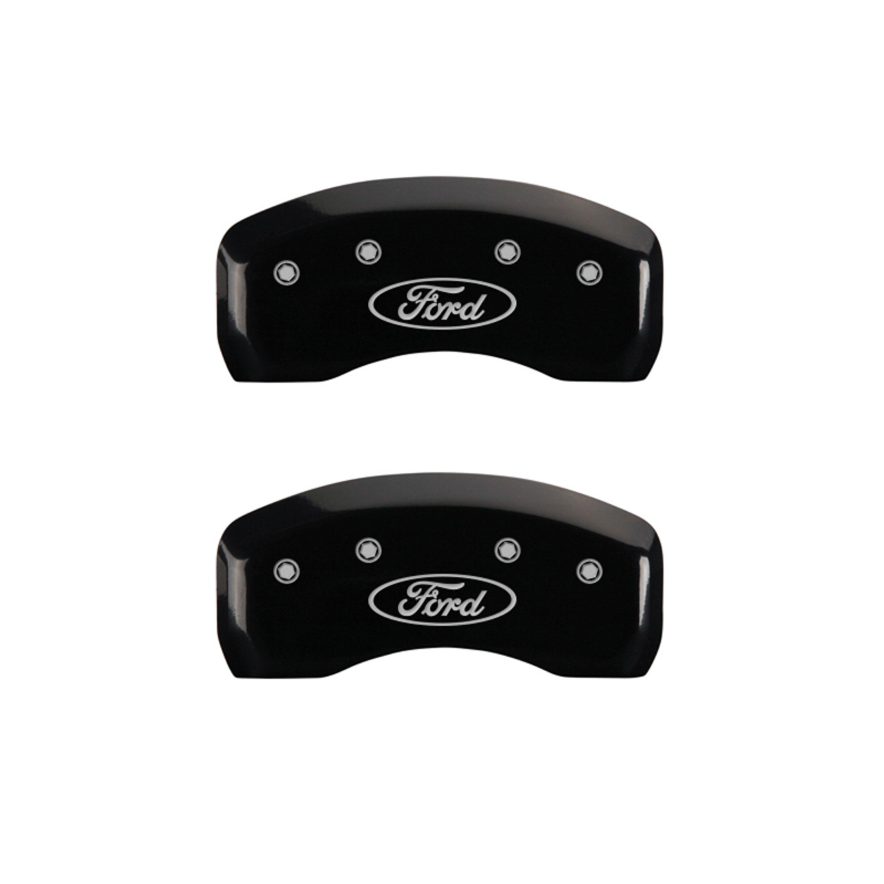MGP 4 Caliper Covers Engraved Front & Rear Oval logo/Ford Black finish silver ch - 10005SFRDBK