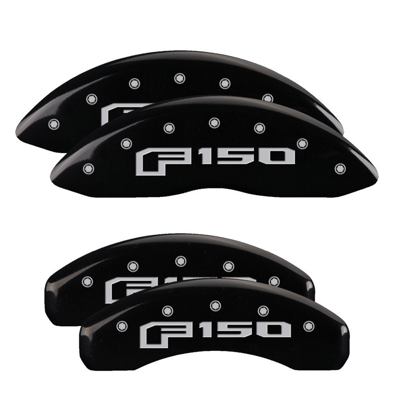 MGP 4 Caliper Covers Engraved Front & Rear Oval Logo/Ford Black Finish Silver Char 2013 Ford F-150 - 10219SF16BK Photo - Primary