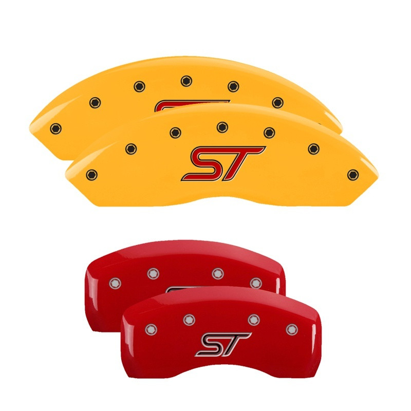 MGP 4 Caliper Covers Engraved Front & Rear ST Logo Red Finish Silver Char 2021 Ford Explorer - 10252SSTORD Photo - Primary