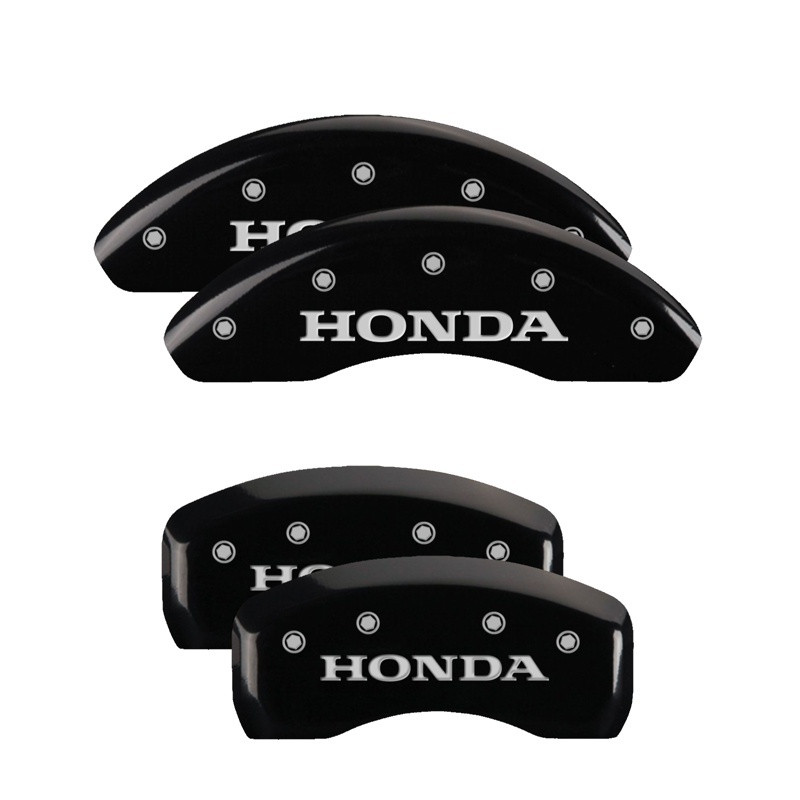 MGP 4 Caliper Covers Engraved Front & Rear Black Power Coat Finish Silver Characters - Honda - 20225SHONBK Photo - Primary