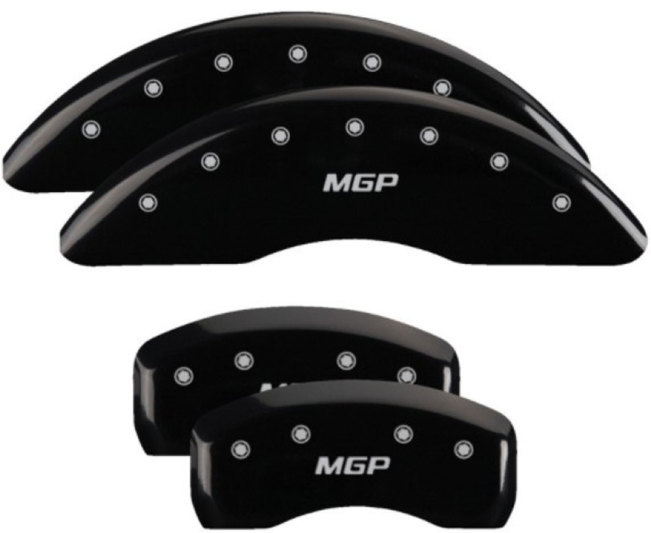 MGP 4 Caliper Covers Engraved Front & Rear MGP Black Finish Silver Char 2018 Kia Sportage - 21194SMGPBK