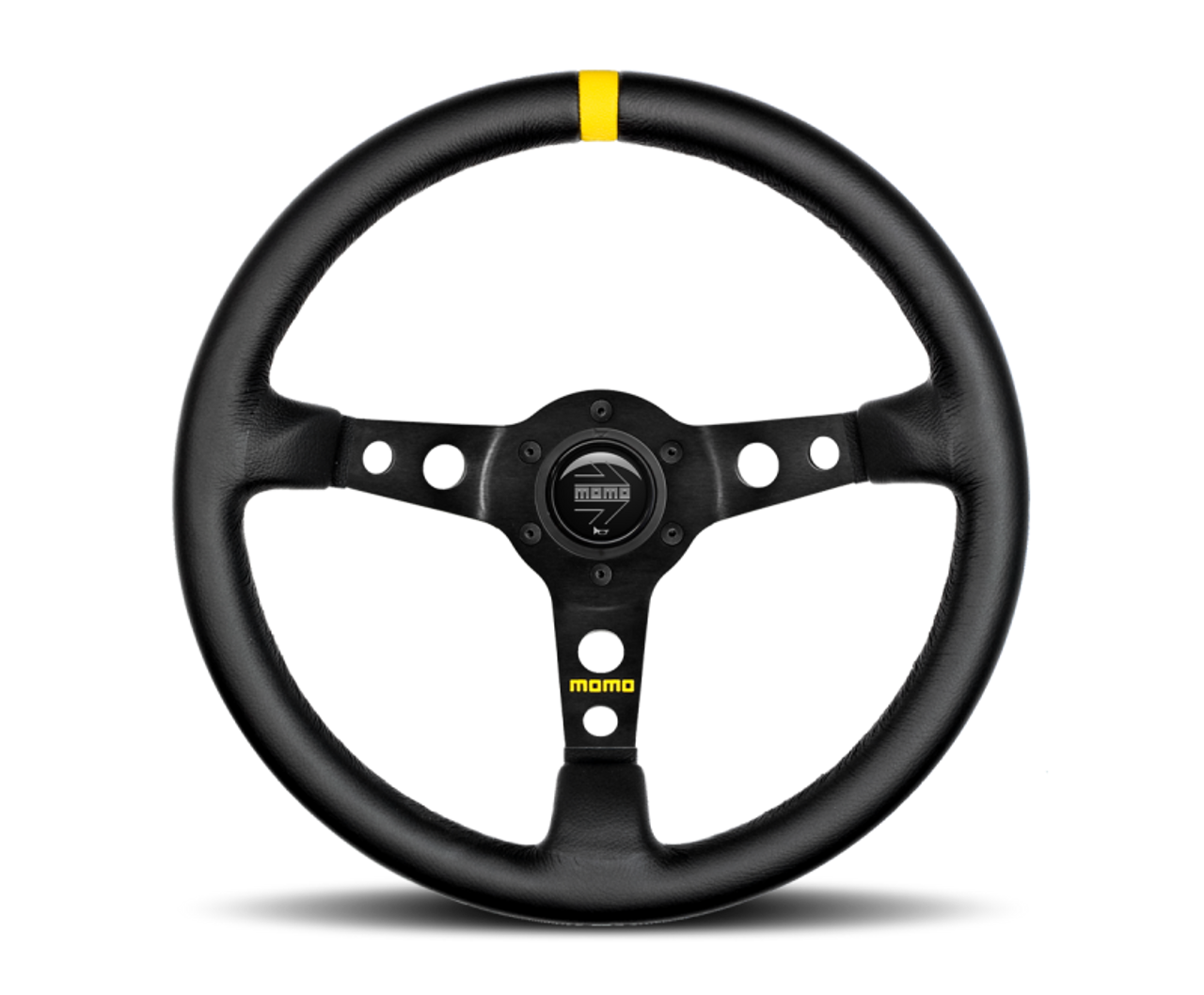 Momo MOD07 Steering Wheel 350 mm -  Black Leather/Black Spokes/1 Stripe - R1905/35L