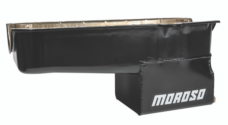 Moroso Pre-80 Chevrolet Small Block (w/Driver Side Dipstick) Wet Sump 7qt 9.5in Steel Oil Pan - Blk - 20160