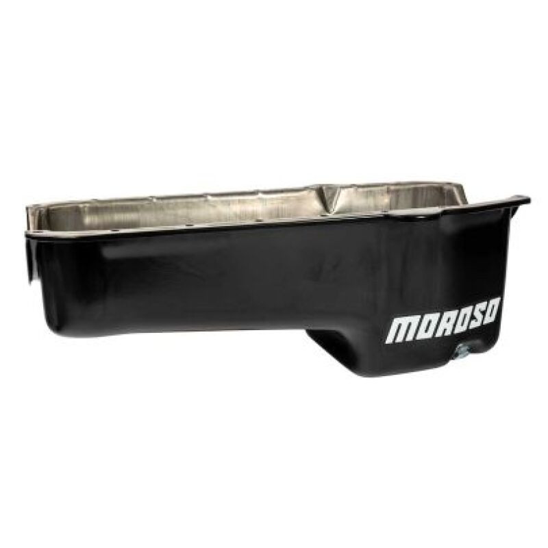 Moroso 80-85 Chevrolet Small Block (w/Pssngr Side Dipstick) Wet Sump 5qt 7.5in Steel Oil Pan - Black - 20171