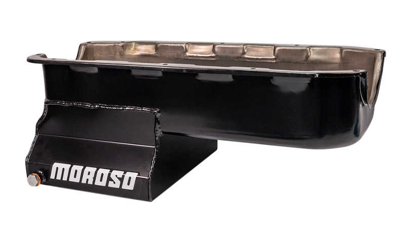 Moroso Pre-85 Chevrolet Small Block (w/Driver Side Dipstick) Wet Sump 7qt 8.25in Steel Oil Pan - Blk - 20195