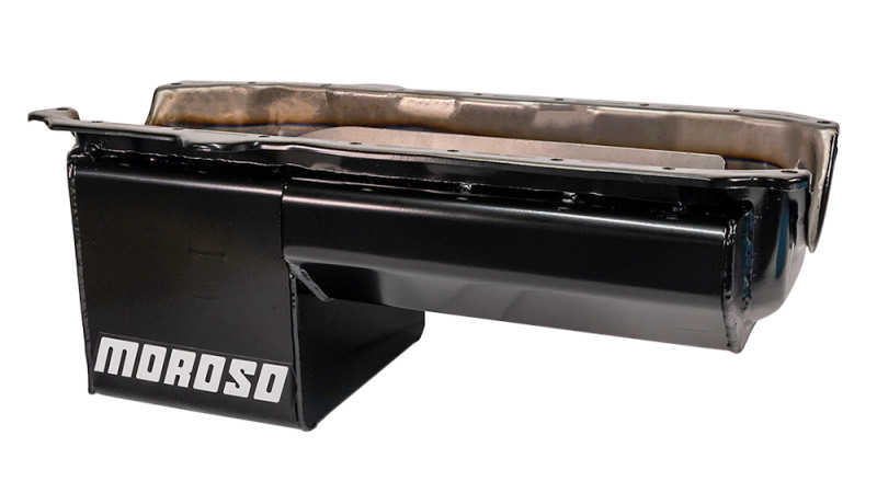 Moroso Pre-85 Chevrolet Small Block/Dart SHP Power Pouch Wet Sump 7qt 8.25in Steel Oil Pan - Black - 21017