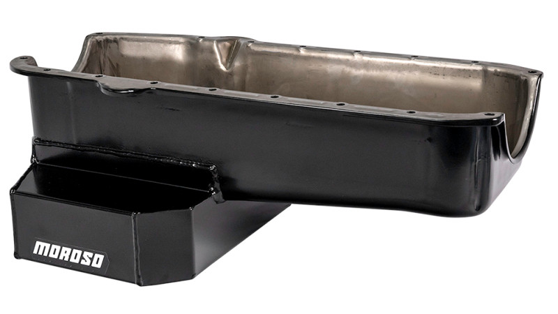 Moroso Pre-80 Chevrolet SBC (w/Driver Side Dipstick) Wet Sump 7qt 7.5in Steel Oil Pan - Black - 21316