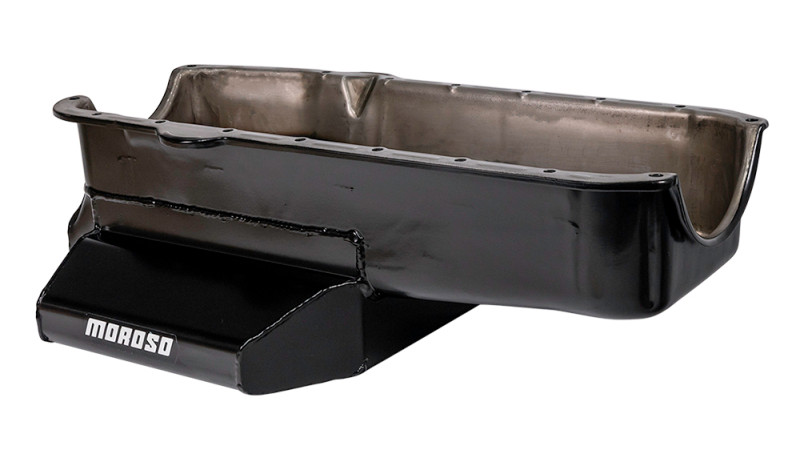 Moroso Pre-80 Chevrolet SBC (w/2 Pc Seal & Low Clearance) Wet Sump 7qt 7in Steel Oil Pan - Black - 21812