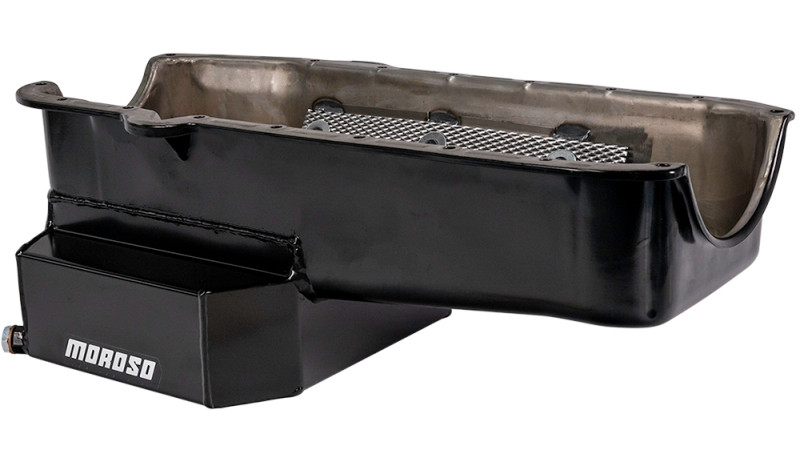 Moroso 80-85 Chevy Small Block/Dart (w/2 Pc Seal) Road Race Wet Sump 7qt 7.5in Steel Oil Pan - Black - 21814