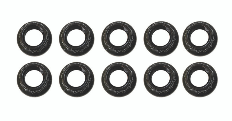 Moroso 5/16in-24 12 Point Black Oxide Flange Nut  - 10 Pack - 38839