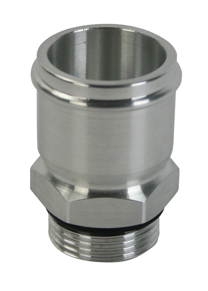 Moroso Electric Water Pump Hose Adapter -16An to 1-1/2in Hose - Raw Aluminum - 63522