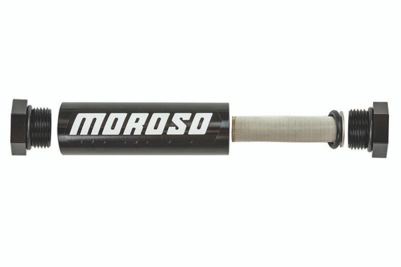 Moroso In-Line Fuel Filter - 5-1/8in - 3/8in NPT - 40 Micron SS Filter - Aluminum - 65231