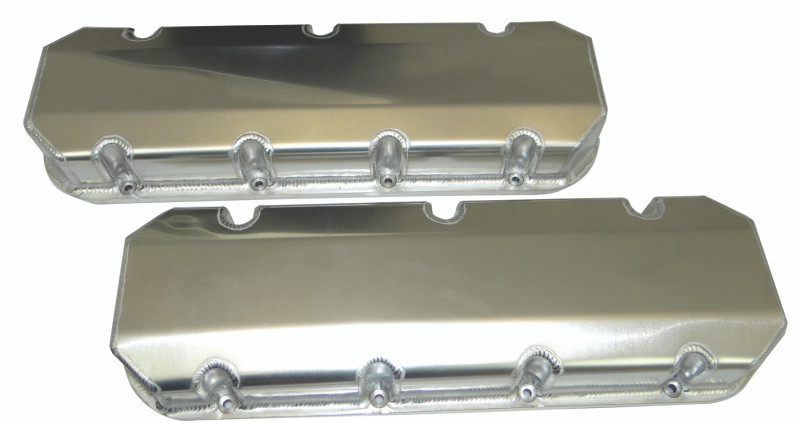 Moroso Chevrolet Big Block Valve Cover w/Billet Rail - Steel Inserts - No Logo - Aluminum - Pair - 68353