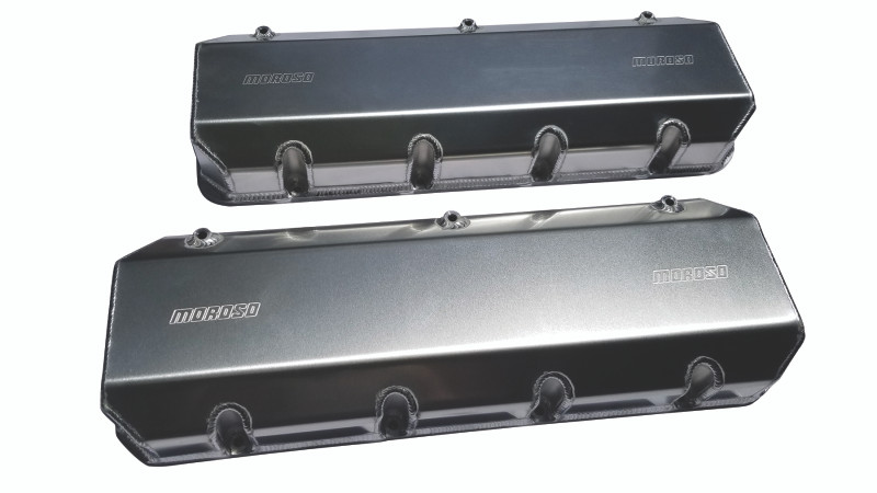 Moroso Brodix DN9 (w/3in Cylinder Heads) Valve Cover w/Billet Rail - Aluminum - Pair - 68454