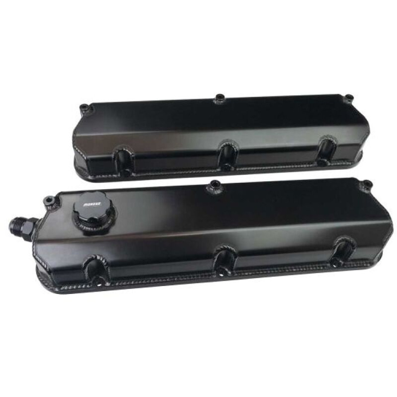 Moroso Ford 302/351W 2-3/4in Tall Aluminum Valve Covers - Black (w/-12AN Vac Fitting & Oil Fill) - 68478 User 1