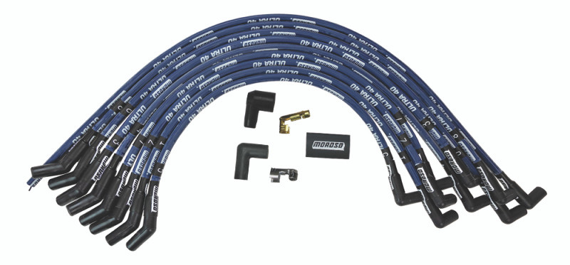 Moroso Ford 429-460 Ignition Wire Set - Ultra 40 - Sleeved - HEI - 135 Degree - Blue - 73628