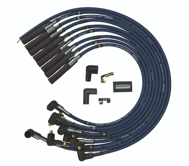 Moroso Chevrolet Big Block Ignition Wire Set - Ultra 40 - Unsleeved - Non-HEI - Over Valve - Blue - 73667