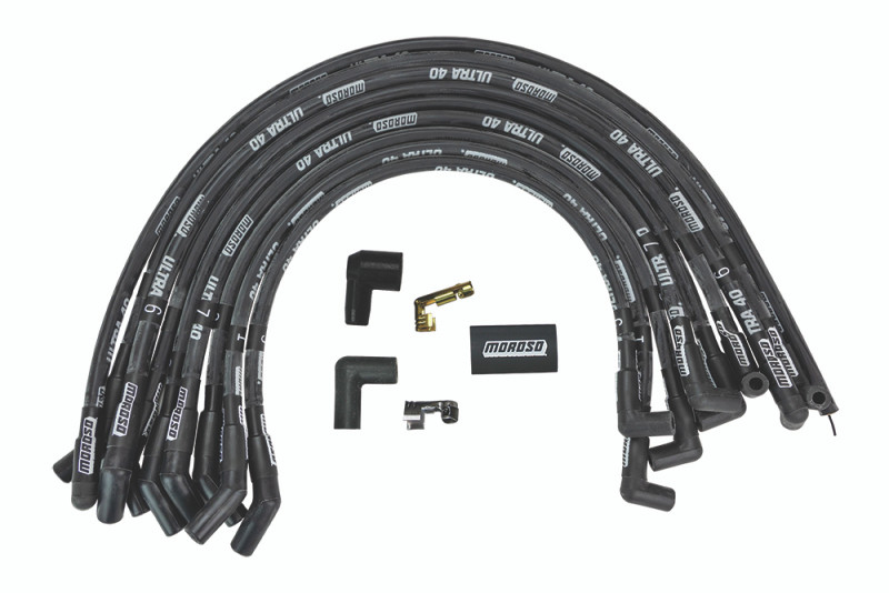 Moroso Ford 429-460 Ignition Wire Set - Ultra 40 - Sleeved - HEI - 135 Degree - Black - 73835