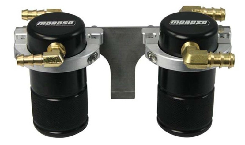 Moroso 08-14 Subaru STi (w/Front Mount Intercooler) Air/Oil Separator Catch Can - Billet Alum -Black - 85647