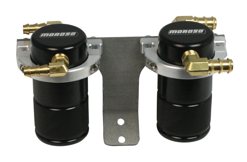 Moroso 04-07 Subaru STi (w/Front Mount Intercooler) Air/Oil Separator Catch Can - Billet Alum -Black - 85655