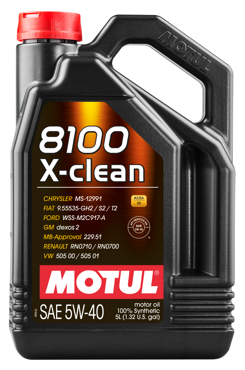 Motul 5L Synthetic Engine Oil 8100 5W40 X-CLEAN C3 -505 01-502 00-505 00-LL04 - 102051