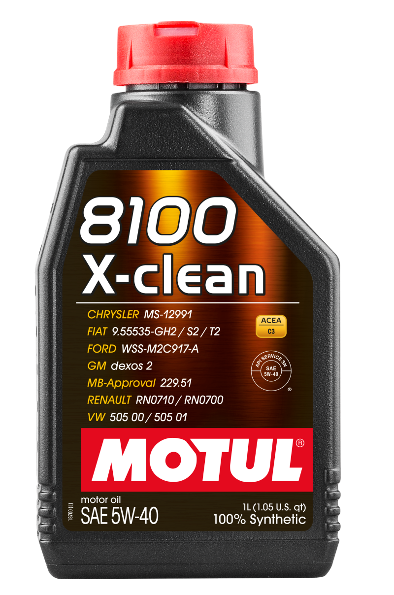 Motul 1L Synthetic Engine Oil 8100 5W40 X-CLEAN C3 -505 01-502 00-505 00-LL04 - 102786
