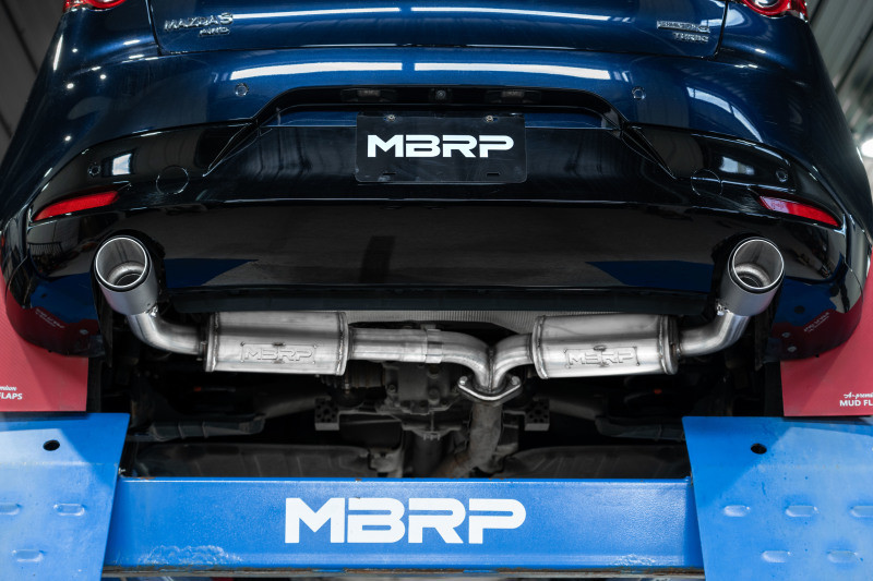 MBRP 19-23 Mazda 3 Hatchback T304SS 2.5in Axle-Back, Dual Rear Exit Street Profile - S4450304