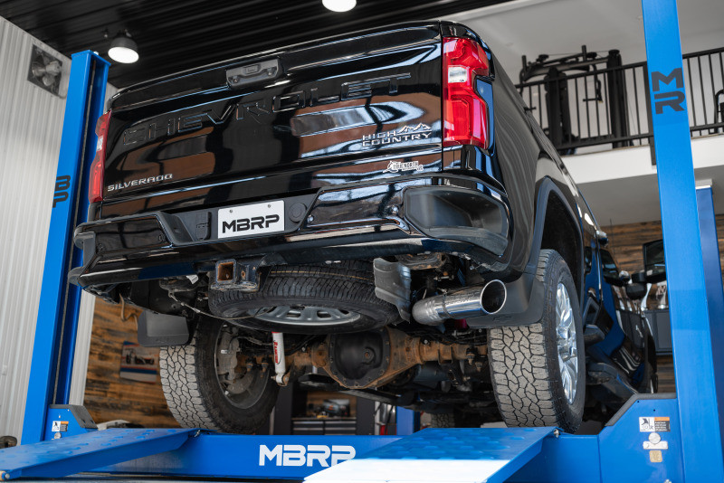 MBRP 2020+ GMC/Chevy 2500/3500 6.6L Duramax 4in Mand Bent Tubing AL-Ser Cat Back Single Side - Alum - S6059AL