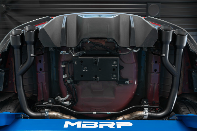 MBRP 18-20 Ford Mustang GT 2.5in Black Coated Non Active Dual Axle Back Exhaust - 4in Dual Wall Tips - S7211BLK