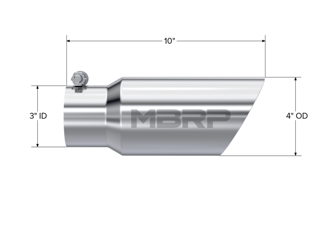 MBRP Universal Tip 4in OD 3in Inlet 10in Length Dual Wall Angled End T304 - T5156