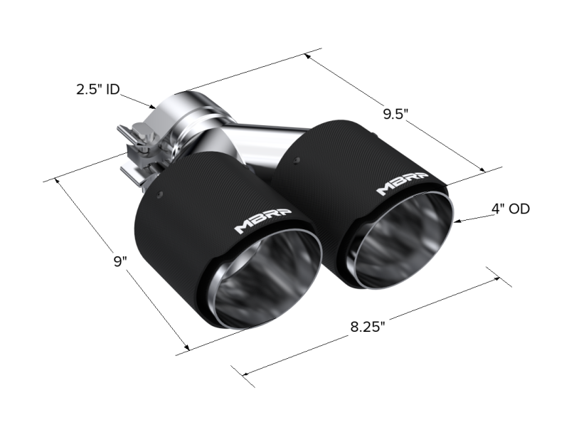 MBRP Universal Carbon Fiber Dual Tip 4in OD/2.5in Inlet - T5178CF