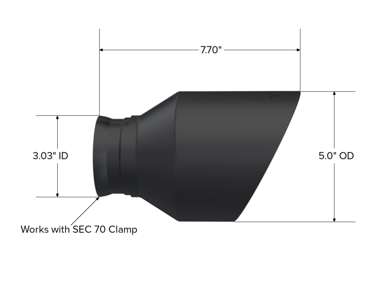 MBRP 15-23 Dodge Charger 5.7L/6.2L/6.4L T304 3in ID / 5in OD Out / 8in Length Angle Cut Black Tip - T5197BLK