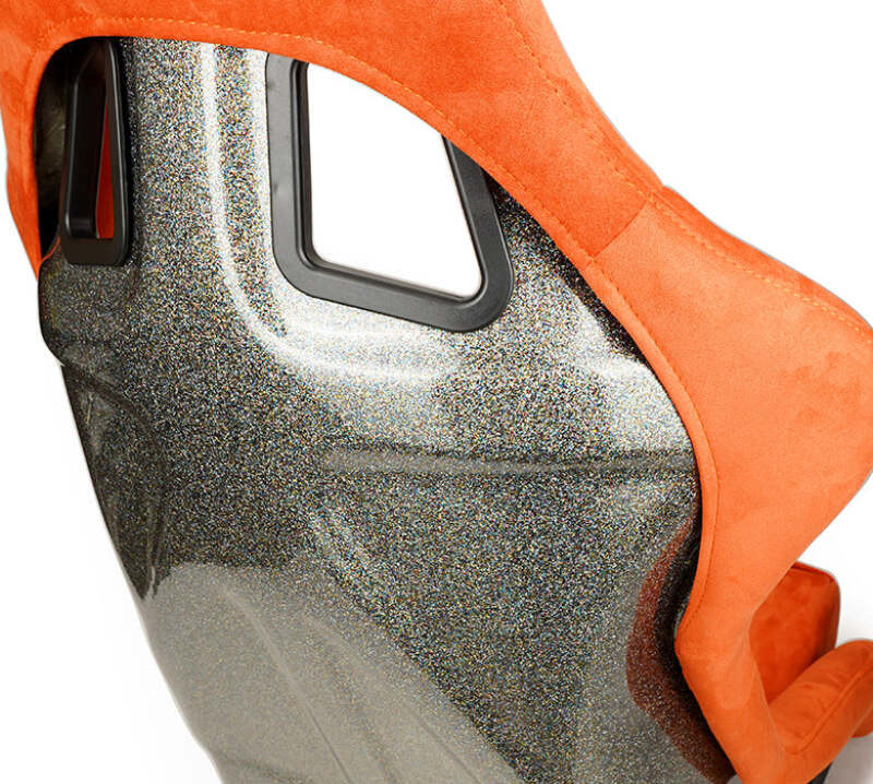NRG FRP Bucket Seat ULTRA Edition W/ Grey Pearlized Back / Orange Microfiber Material - Large - FRP-302OR-ULTRA Photo - Close Up