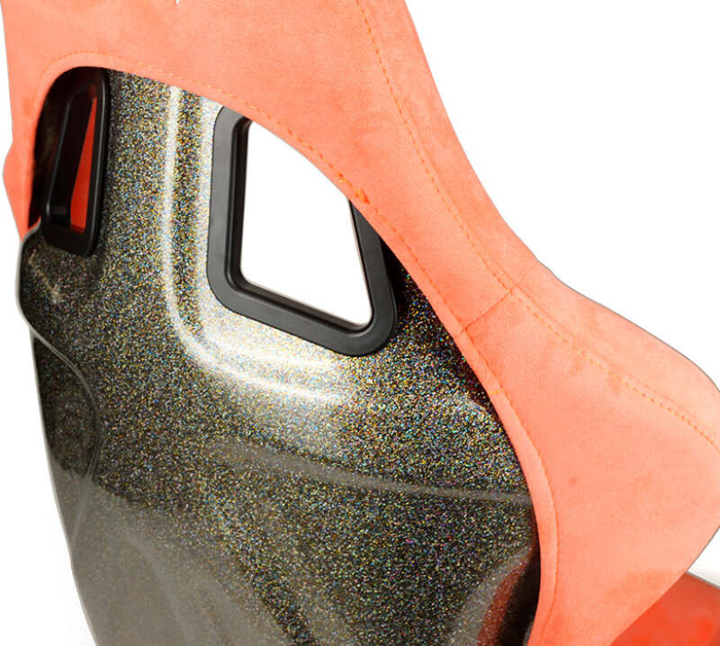 NRG FRP Bucket Seat ULTRA Edition W/ Grey Pearlized Back / Peach Microfiber Material - Large - FRP-302PH-ULTRA Photo - Close Up