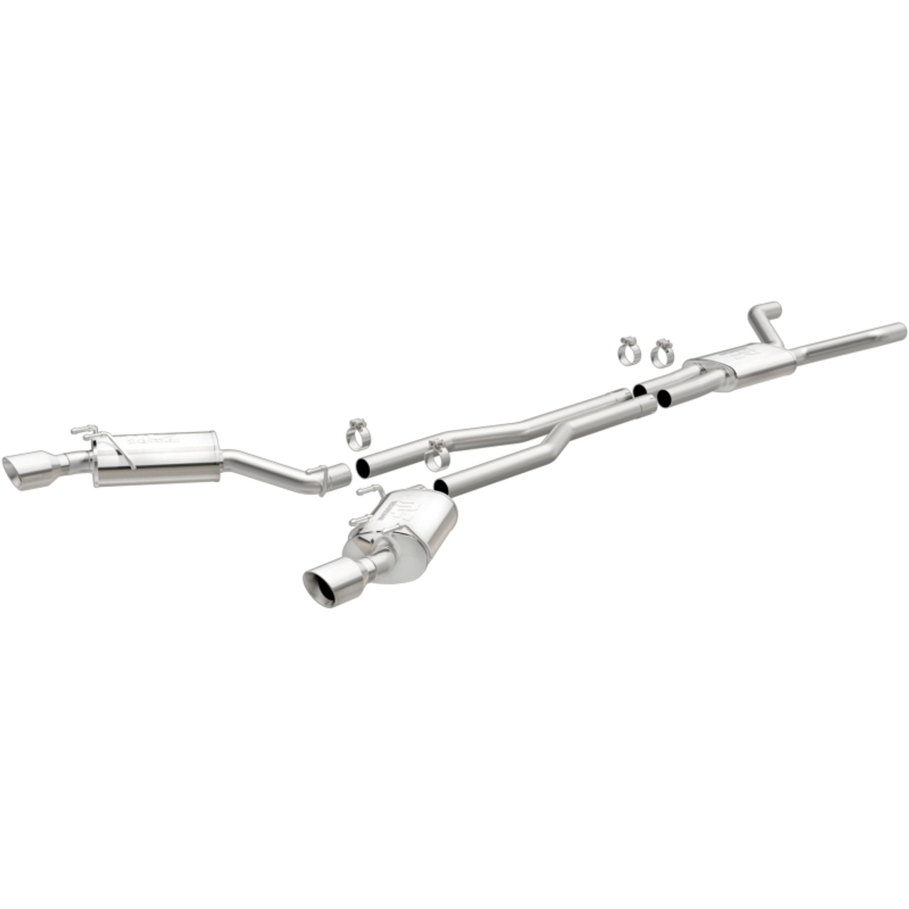 MagnaFlow Cat-Back Stainless Dual Split Rear Exit 4in Polished Tips 11-15 Chevy Camaro 3.6L V6 - 15353