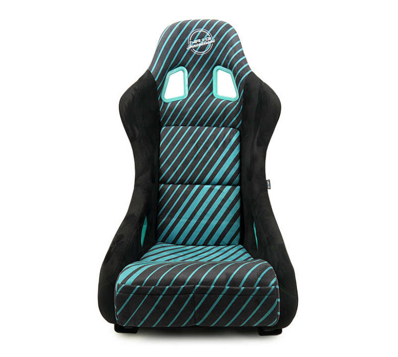 NRG FRP Bucket Seat - 20 Year Anniversary - Microfiber Black w/ Green Stripes & Arrow Design -Medium - FRP-303TWTY-BK Photo - Primary