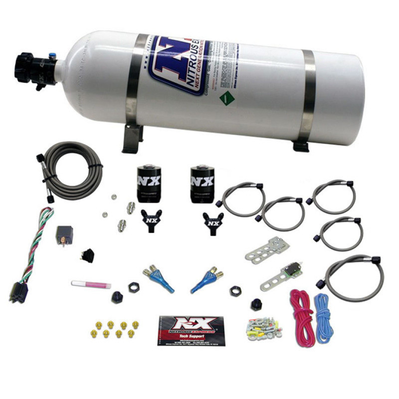 Nitrous Express Dodge EFI Full Race Dual Nozzle Nitrous Kit (100-300HP) w/15lb Bottle - 20315-15