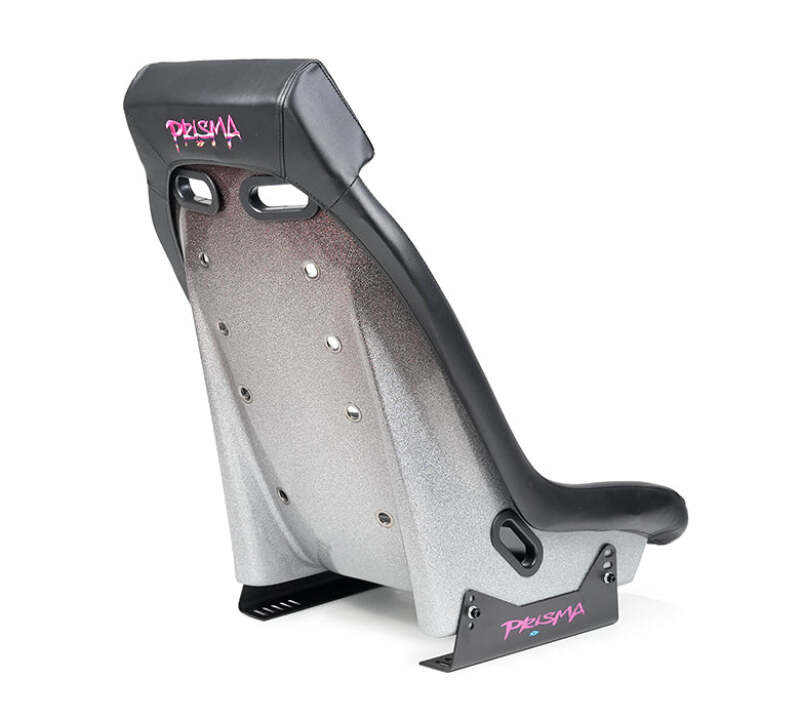 NRG GT Retro Bucket Seat - Black PVC Leather Black Stitching Multicolor Fiberglass Back w/ Glitter - PRI-100BK-H Photo - Close Up