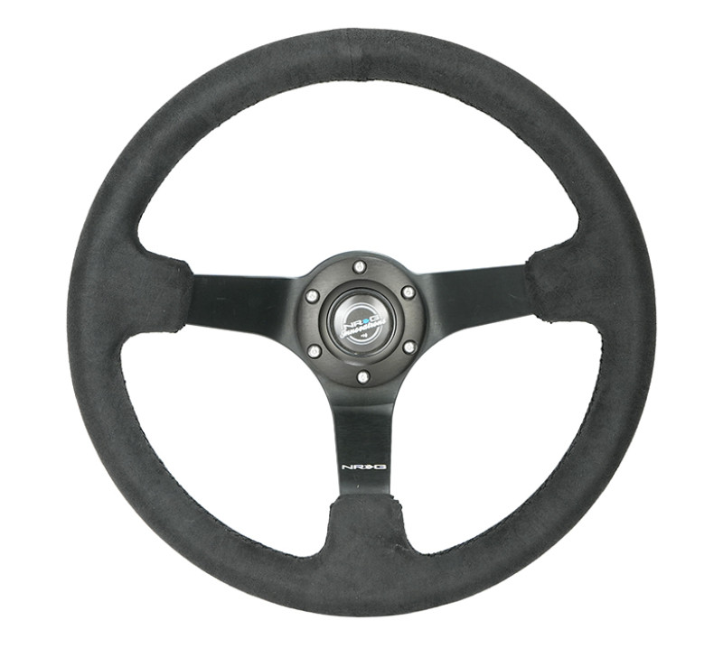NRG Reinforced Steering Wheel (350mm / 3in. Deep) Blk Alcantara w/ Blk Stitching - Matte Black Spoke - RST-036MB-SA User 1
