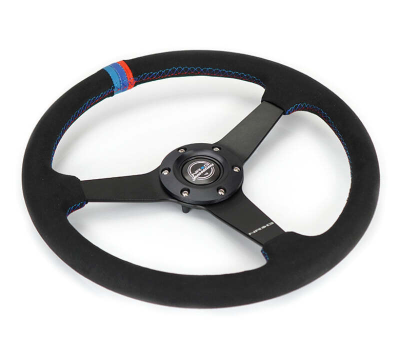 NRG Sport Wheel (350mm) 3 Solid Spokes - 1.5in Deep - Matte Black - Minty Fresh Miata Logo Etched - RST-037MB-SA-M3 Photo - Close Up