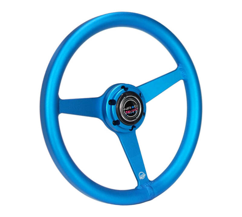 NRG Aluminum Steering Wheel 330mm - Heritage Solid Spoke - Ergonomic Grip - Anadized Blue - RST-071-BL Photo - Close Up