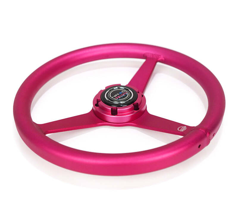 NRG Aluminum Steering Wheel 330mm - Heritage Solid Spoke - Ergonomic Grip - Anadized Pink - RST-071-PK Photo - Close Up