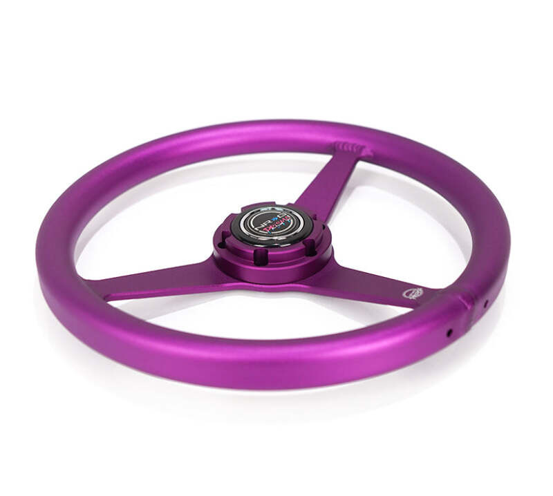 NRG Aluminum Steering Wheel 330mm - Heritage Solid Spoke - Ergonomic Grip - Anadized Purple - RST-071-PP Photo - Close Up