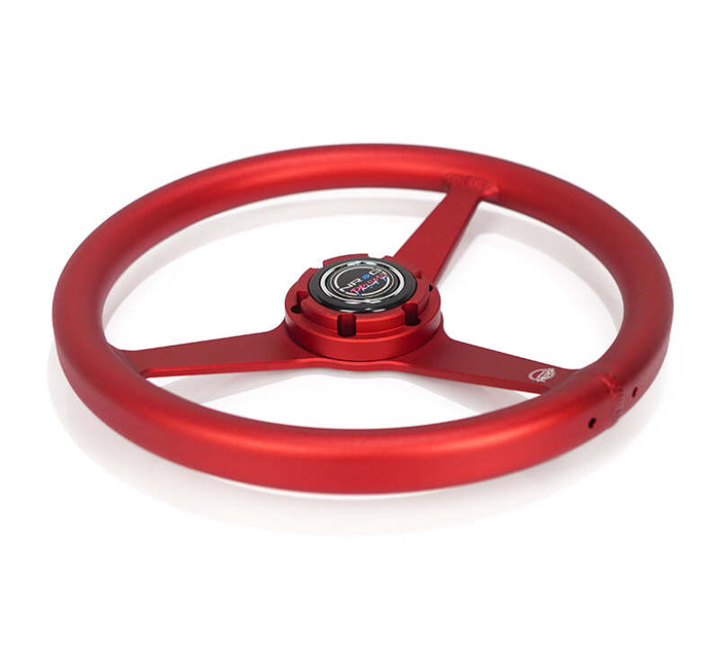 NRG Aluminum Steering Wheel 330mm - Heritage Solid Spoke - Ergonomic Grip - Anadized Red - RST-071-RD Photo - Close Up